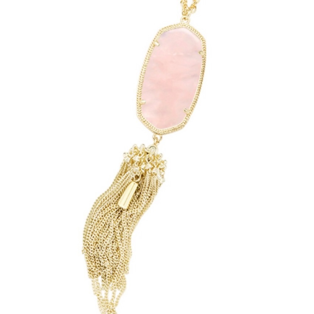 EUC Kendra Scott Rayne gold rose quartz necklace